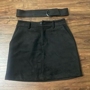 Black suede skirt with belt size Large